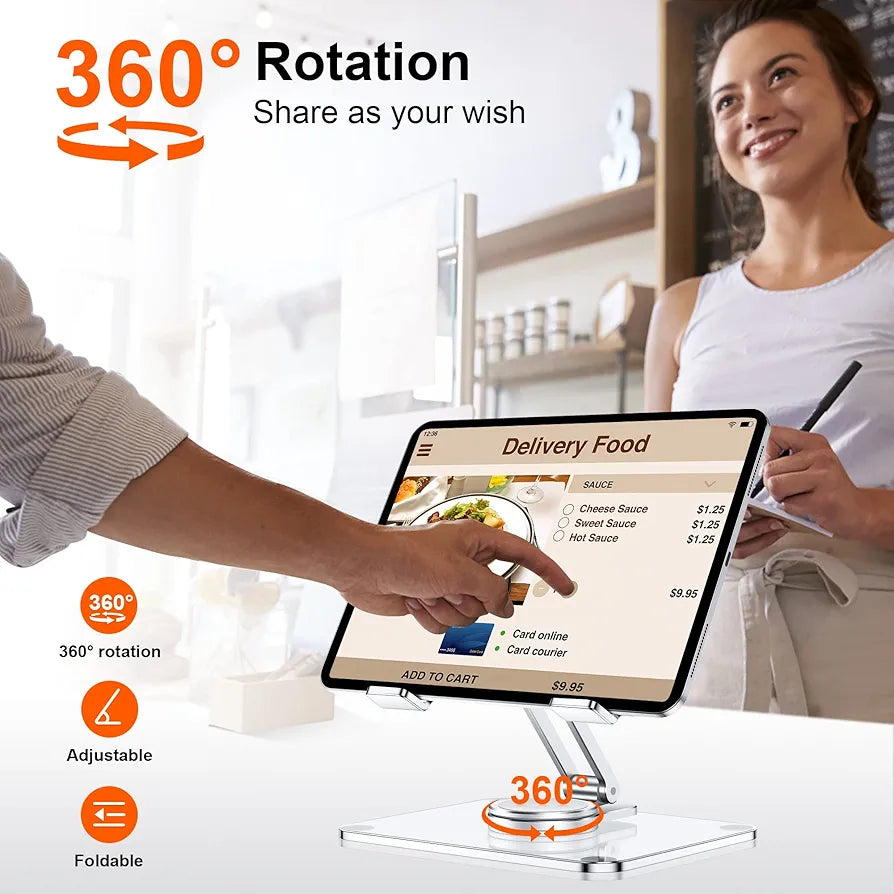 CreaDream ™  | Soporte acrílico para tableta con base giratoria de 360°