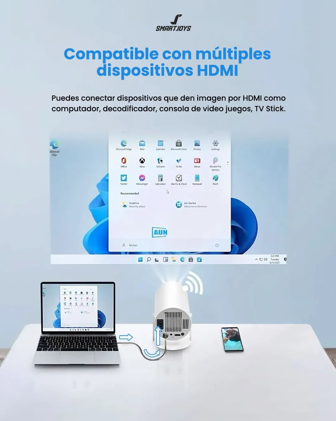 Proyector TV HY300  Compacto, Portátil y con Android TV