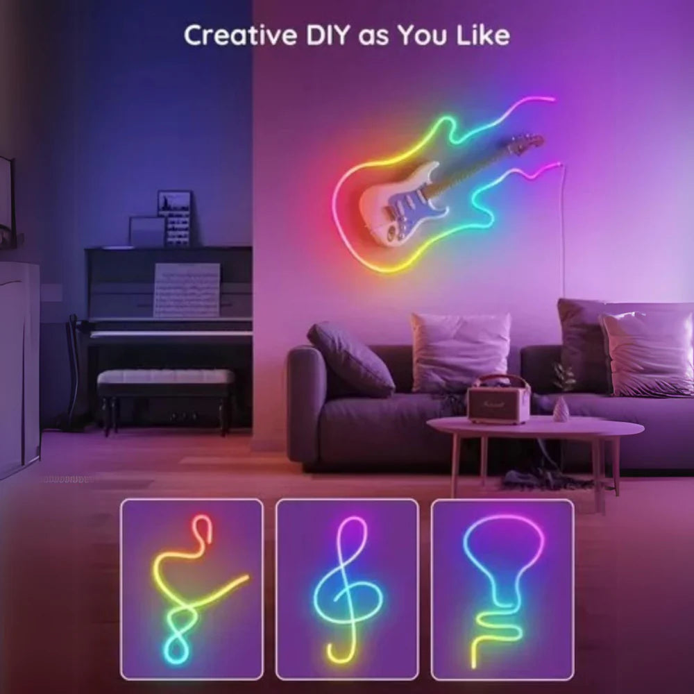 Cuerda De Luz Led Flexible De Neón Rgb-ic , 5m, Cc De 12v